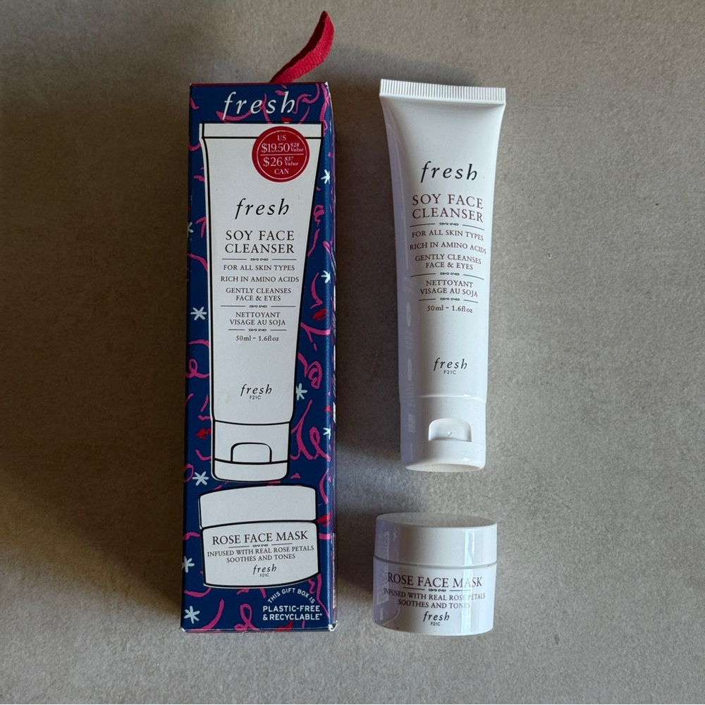 Fresh Soy Face Cleanser & Rose Face Mask Set Travel Size